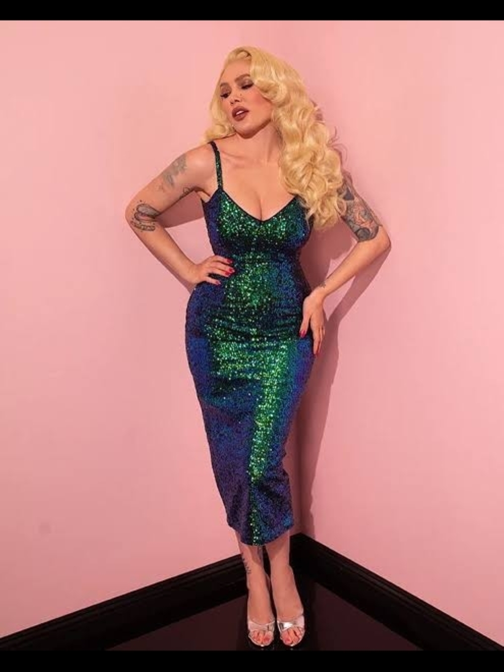 Glitz And Glam Dress In Green By Vixen By Micheline Pitt